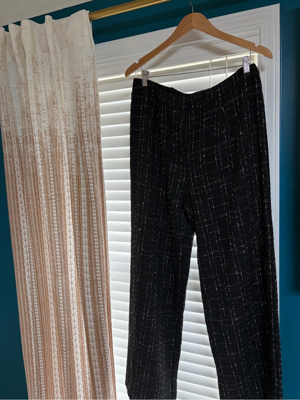 Fashion Nova Black Tweed-Style Straight Leg Pants